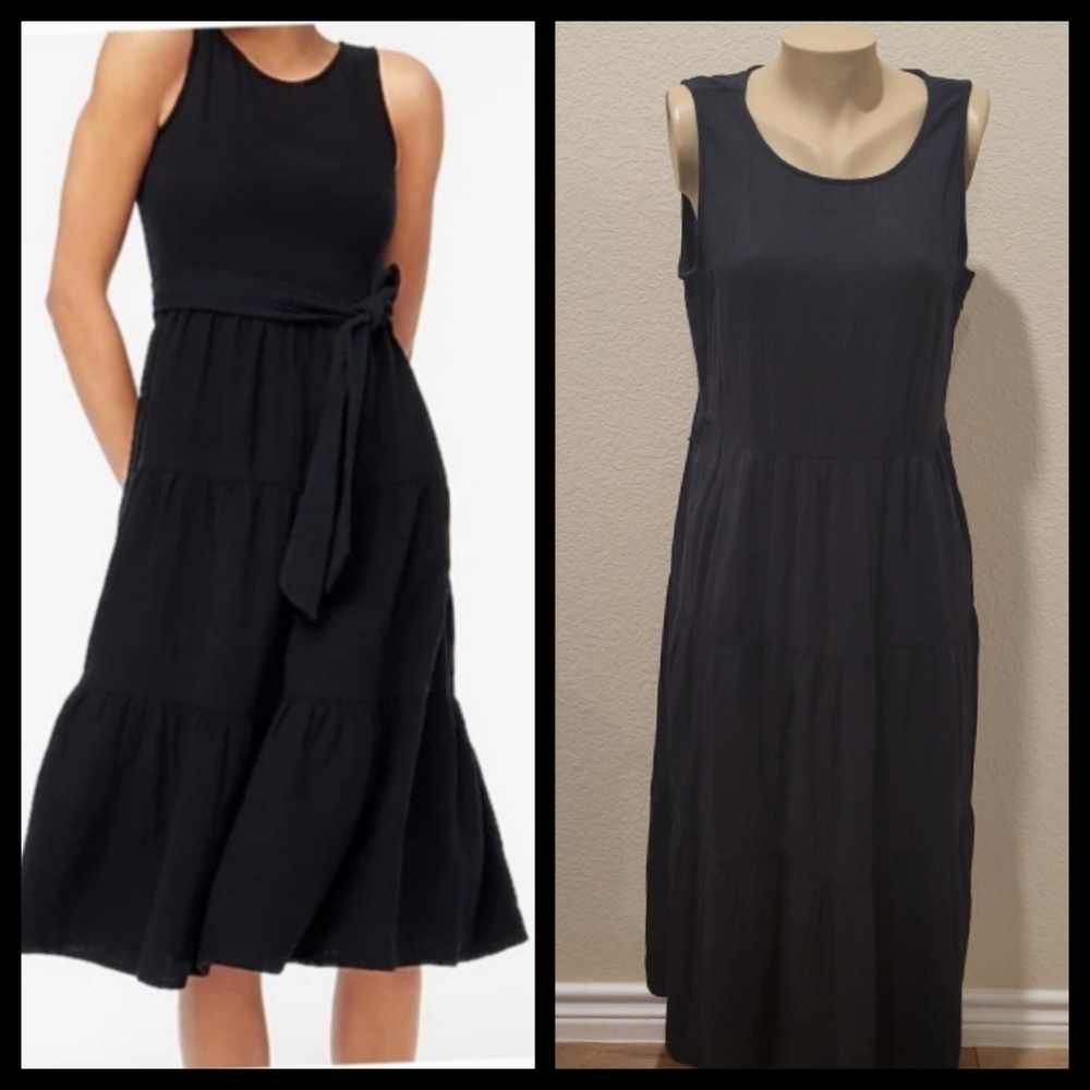 🆕️J Crew Black Gauze Sleeveless Tier Maxi Dress 12
